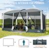 Screen House Tent 13x9ft Screen Room Mesh Gazebos w/ 2 Magnetic Doors, Included Projection Screen, Camping Tent Screened Canopy Shelter for Outdoor Patios Backyards Activities (Gray) view 2