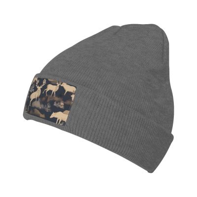 YYHWHJDE Deep Heather Warm Knit Hat Lodge Bear Deer Prints Soft Good Elasticity Suitable for Daily and Outdoor Sports