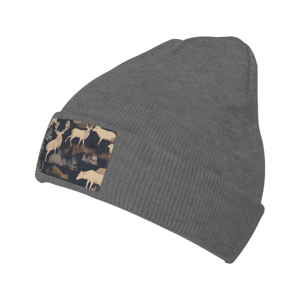 YYHWHJDE Deep Heather Warm Knit Hat Lodge Bear Deer Prints Soft Good Elasticity Suitable for Daily and Outdoor Sports