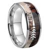 8 mm Tungsten Carbide Rings Vikings Hunting Jewelry Men Women Koa Zebra Wood Antler Arrows Inlay Dome Bands Polished Comfort Fit 6.5 view 1