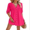 BMJL Women Beach Cover Ups V Neck Summer Swimsuit Coverup Button Down Pool Bathing Suit Coverups 2026 (Small, Pink) view 1