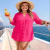 BMJL Women Beach Cover Ups V Neck Summer Swimsuit Coverup Button Down Pool Bathing Suit Coverups 2026 (Small, Pink) view 4