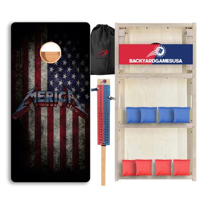 CornholeGamesUSA Pro Cornhole Boards Set | Made in USA | 3/4 Baltic Birch | No Bounce | Triple Thick Legs | Two Brace & Handles, Tournament 2x4 Regulation Set with Score Tower & Cornhole Bags