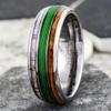 Tungsten Mens Ring Blue Fishing Line-Whiskey Barrel Wood & Deer Antler 8mm Size 9#ZQ-5 Fast Free Supply view 2