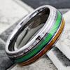 Tungsten Mens Ring Blue Fishing Line-Whiskey Barrel Wood & Deer Antler 8mm Size 9#ZQ-5 Fast Free Supply view 3