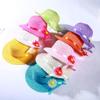 Kids traw Hat Wide Brim Floppy Woven Sun Visor Hat Little Girls Sun Hat Gardening Hat with Flower (White, One Size) view 2