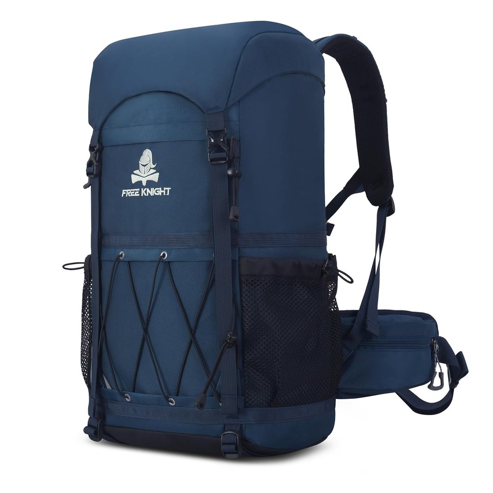 Bseash 40L Waterproof Hiking Backpack with Rain Cover, Outdoor Sport Travel Bag Daypack for Camping Climbing Skiing Cycling (Navy Blue)