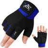 BEAST RAGE Workout Gloves for Men, Durable Palm Grip Gym Gloves Women Half Finger Elasticated Training Weight Lifting Strength Bodybuilding Anti Slip Cycling Gloves Exercise (Blue, M), Medium view 1
