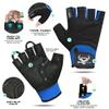 BEAST RAGE Workout Gloves for Men, Durable Palm Grip Gym Gloves Women Half Finger Elasticated Training Weight Lifting Strength Bodybuilding Anti Slip Cycling Gloves Exercise (Blue, M), Medium view 2