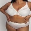 Curvy Couture Women's Plus Size Sheer Whisper High Cut Brief Panty Pearl XL view 2