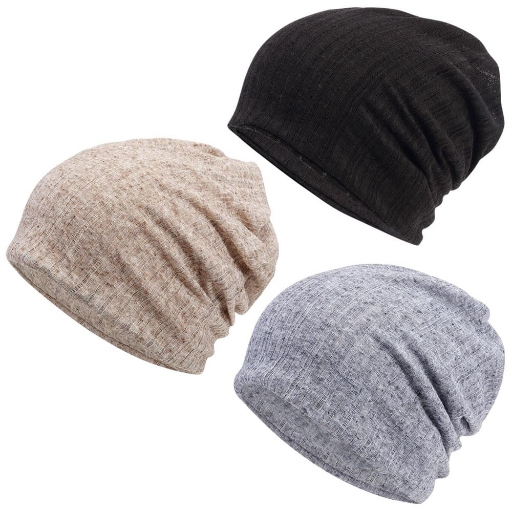 3 Pieces Slouchy Beanie Hat Stretch Turban Hats Cancer Headwear Caps Baggy Skull Sleep Scarf