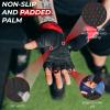 BEAST RAGE Workout Gloves for Men, Durable Palm Grip Gym Gloves Women Half Finger Elasticated Training Weight Lifting Strength Bodybuilding Anti Slip Cycling Gloves Exercise (Red, M), Medium view 3