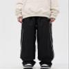 FCOOLYEET Mens Straight Leg Sweatpants Y2k Baggy Track Pants Drawstring Striped Sweatpants Cool Parachute Pants Streetwear Black view 3