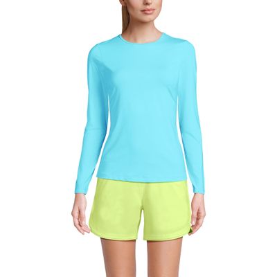 Lands' End Women's Sunshade UPF 50 Long Sleeve Rash Guard Swim Tee River Mist Plus 1x