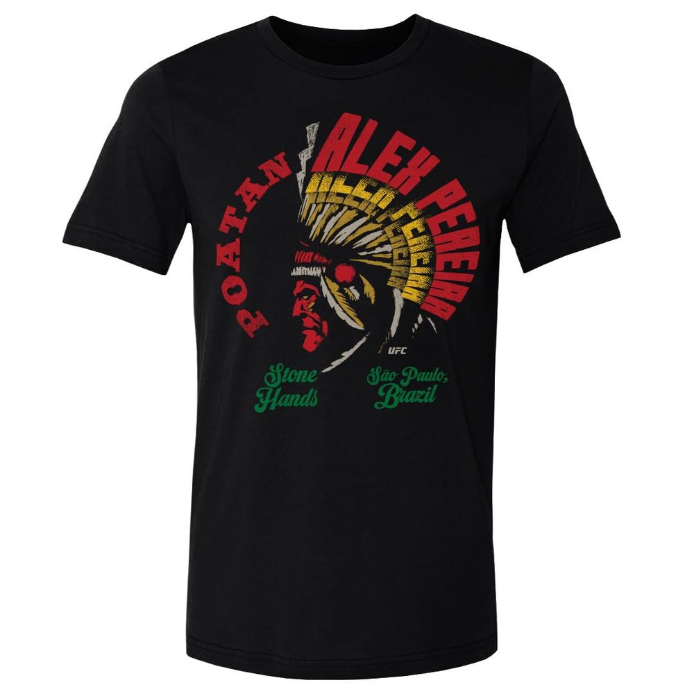 500 LEVEL Alex Pereira UFC Shirt - Alex Pereira Poatan Headdress WHT (Black, XXX-Large)