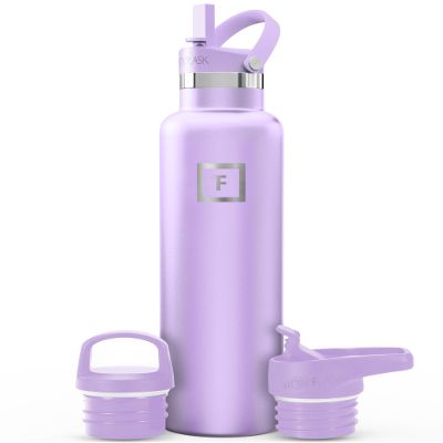 IRON FLASK Camping & Hiking Hydration Flask with Straw, BPA-Free Insulated Stainless Steel Sports Water Bottle - 24 oz Lavender