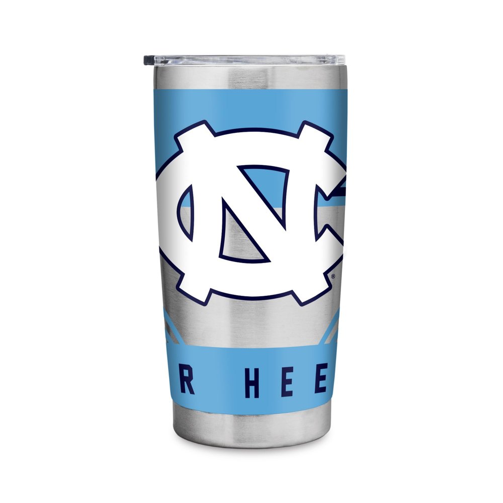 Rico Industries NCAA North Carolina Tar Heels 20oz Stainless Steel Tumbler with Lid - Great For Coffee, Tea, Water or Cocktails