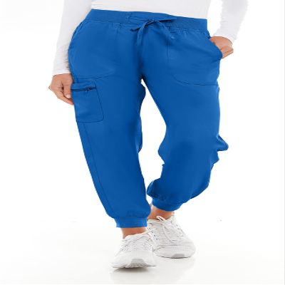 MediChic Womens Scrub Jogger Pants 6 Pockets, 4-Way Stretch, Ribbed Waist, Easy-Care Medical Workwear Royal