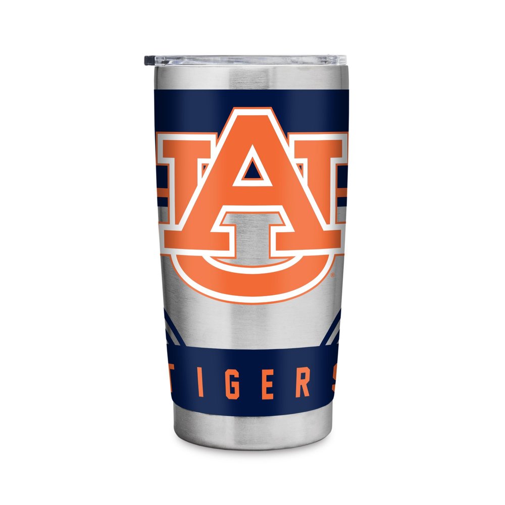 Rico Industries NCAA Auburn Tigers 20oz Stainless Steel Tumbler with Lid - Great For Coffee, Tea, Water or Cocktails