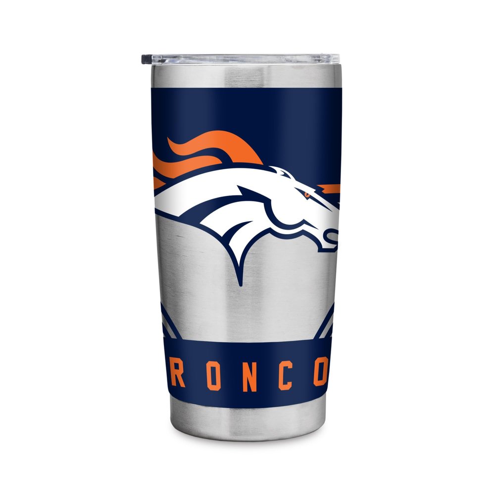 Rico Industries NFL Football Denver Broncos 20oz Stainless Steel Tumbler with Lid - Great For Coffee, Tea, Water or Cocktails