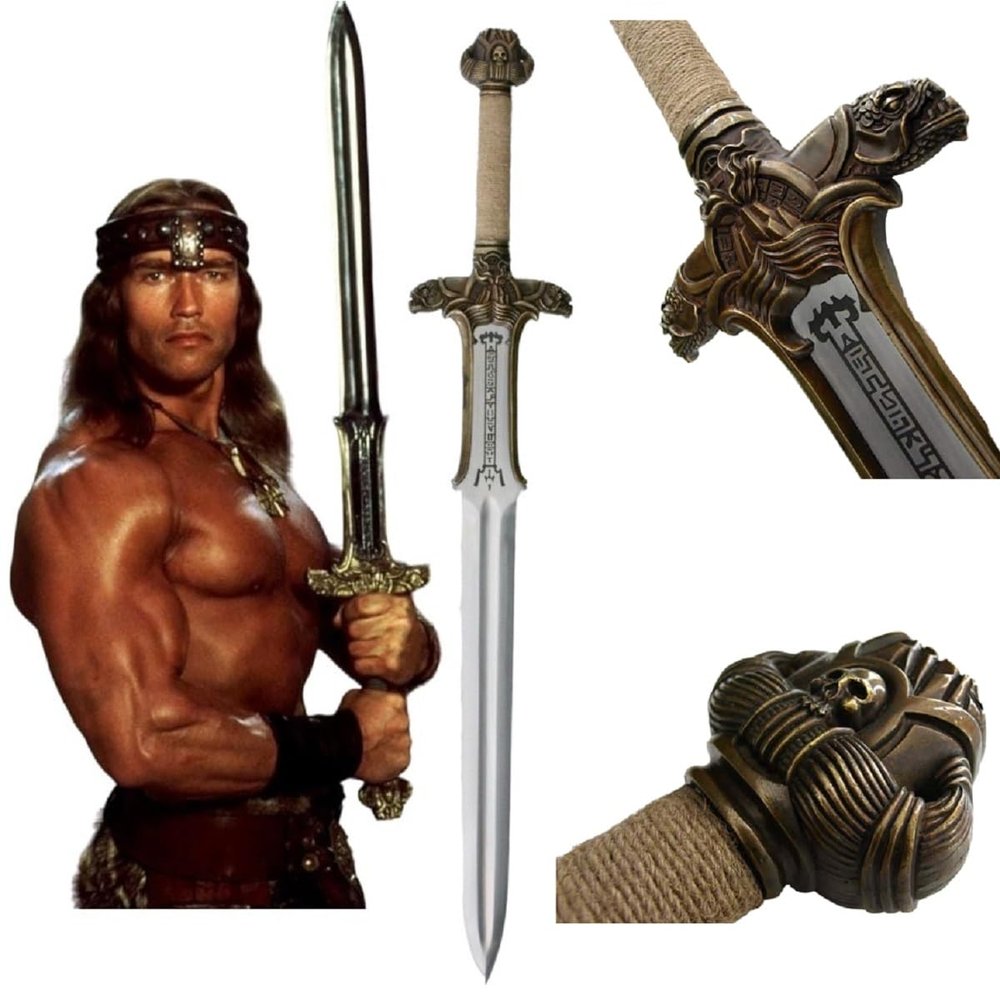 Conan The Barbarian Sword,42 '' Handmade Atlantean Swords 1095 Carbon Steel Brass Fittings, Full Tang, Cow Hide Leather Sheath Viking sw0rd of King 7.5 lbs Gifts for Men (Conan Atlantean Sword)