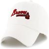 47 MLB Script Logo Clean Up Adjustable Hat Cap, Adult One Size (Atlanta Braves White) view 1