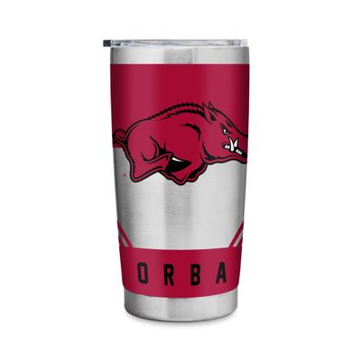 Rico Industries NCAA Arkansas Razorbacks 20oz Stainless Steel Tumbler with Lid - Great For Coffee, Tea, Water or Cocktails