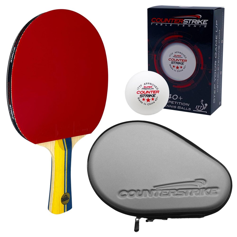 Counterstrike Mad Scientist Paddle Bundle (Includes Hard Case & 6 Balls) | Ping Pong Paddle | Offensive Table Tennis Paddle | ITTF Approved | Ping Pong Set (Silver Hard Case)