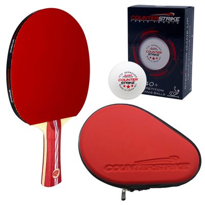 Counterstrike Atmostorm Paddle Bundle (Includes Hard Case & 6 Balls) | Ping Pong Paddle | Offensive Table Tennis Paddle | ITTF Approved | Ping Pong Set (Red Hard Case)