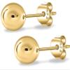 18k Gold Plated Sterling Silver Stud Earring | Pearls Earrings Studs AAA+ Quality Handpicked Freshwater Round Cultured Pearl | Hypoallergenic Earrings Gold Ball Stud Earrings for Women, 10mm, Sterling view 1