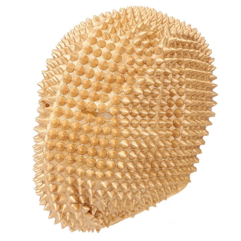 Pomya Studded Face Cover, Latex Props Funny Soft Spikes Face Cover for for Music Festival (Gold)