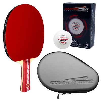 Counterstrike Atmostorm Paddle Bundle (Includes Hard Case & 6 Balls) | Ping Pong Paddle | Offensive Table Tennis Paddle | ITTF Approved | Ping Pong Set (Silver Hard Case)