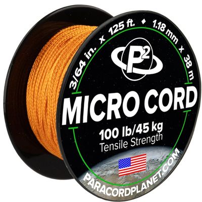 Paracord Planet Micro Paracord Thin Braided Cord for Crafting, Fishing, and DIY Projects in 125 ft Spools International Orange
