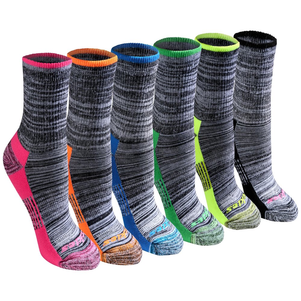 Dickies Women's Dri-Tech Advanced Moisture Wicking Mid-Crew Socks, Available in M-L (6,12 Pairs), Black Marl Assorted (6 Pairs), Medium