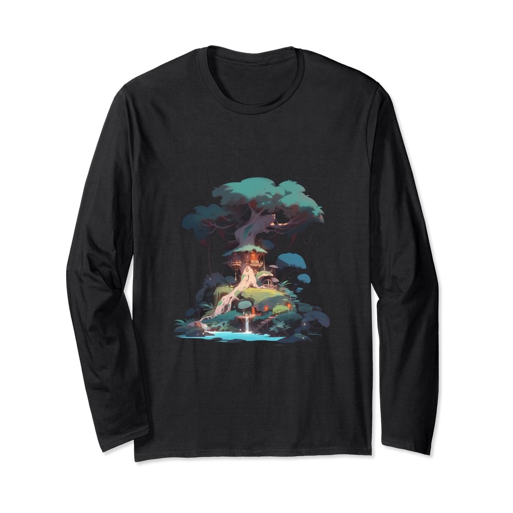 Forest Gaming Fusion, Enchanted Geek and Nature Lover Long Sleeve T-Shirt
