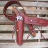 Gun Belt with Left Handed Smooth Holster Combo - 22 Caliber - Leather - Burgundy (Burgundy, 38") view 1