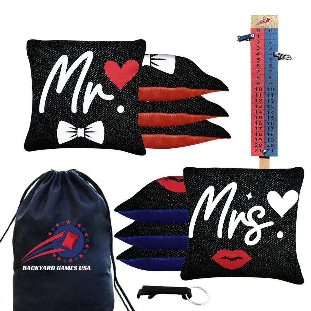 CornholeGamesUSA Pro Cornhole Bags Set of 8 Regulation - Professional Cornhole Bags for Tournament Play, Slick n Stick Bean Bags for Cornhole, Corn Hole Bags Regulation Set of 8- Made in USA