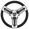 Schmitt Marine Burano Wheel 14" 3/4" Tapered Shaft Black Polyurethane w/Stainless Spoke Includes Center Cap/Nut view 1