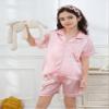 DIPUG Girls Pajamas Satin Pajama Set Silk Pjs Short Sleeve Sleepwear(Pink) view 2