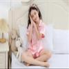 DIPUG Girls Pajamas Satin Pajama Set Silk Pjs Short Sleeve Sleepwear(Pink) view 3