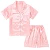 DIPUG Girls Pajamas Satin Pajama Set Silk Pjs Short Sleeve Sleepwear(Pink) view 1