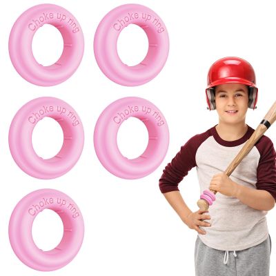 [5 Packs] Baseball Bat Grip Choke Up Rings for Youth Baseball Softball Teeball Tball Bat Choke Up Ring Bat Knob Baseball Bat Accessories - Pink