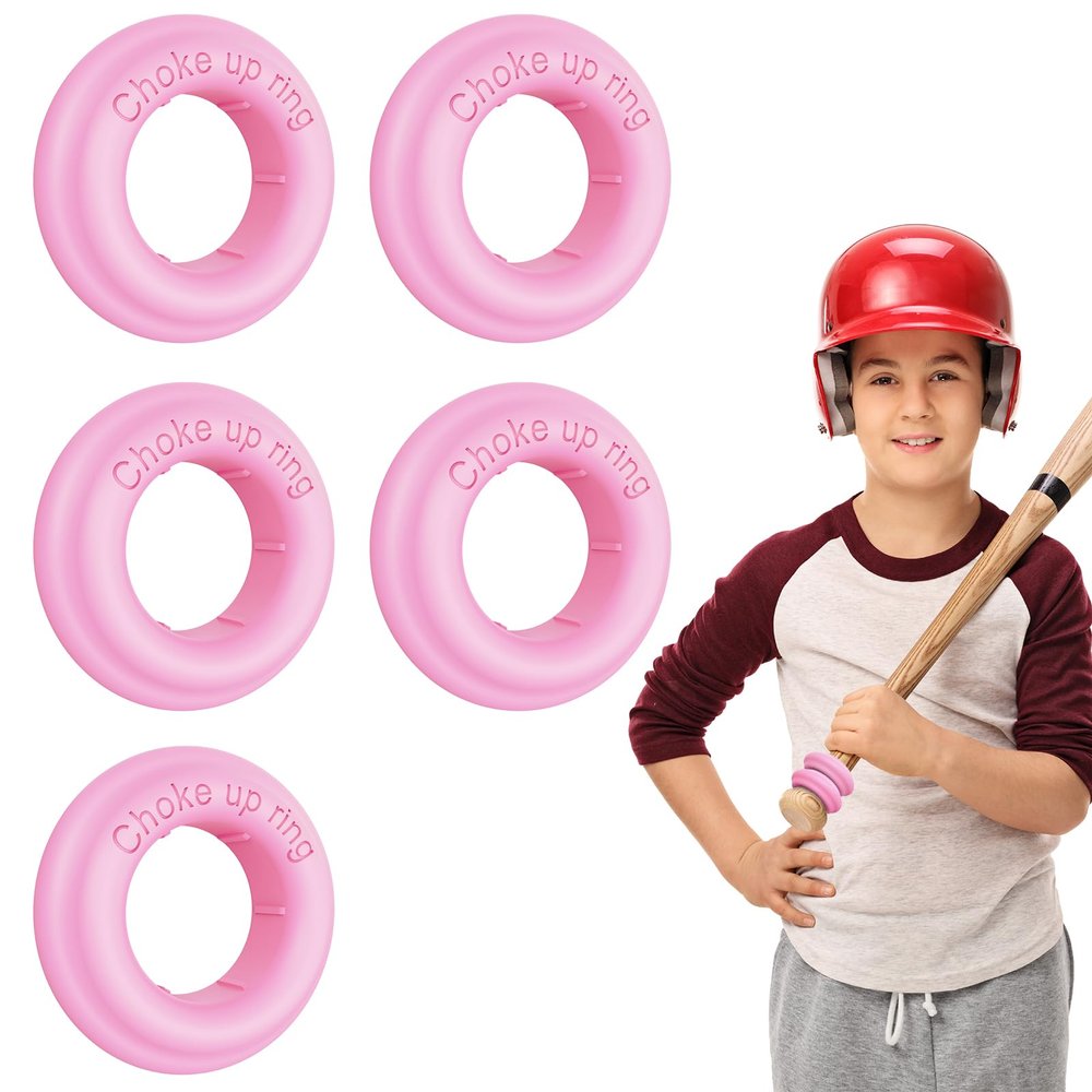 [5 Packs] Baseball Bat Grip Choke Up Rings for Youth Baseball Softball Teeball Tball Bat Choke Up Ring Bat Knob Baseball Bat Accessories - Pink