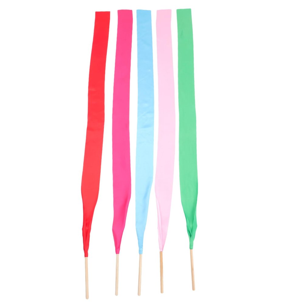 BIUDECO 5pcs Gymnastic Dance Ribbons for Artistic Streamers Sticks for Training Decorations and Dance Events