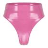 dPois Women's Shiny Latex Liquid Wet Look Zipper Crotch Hot Pants Booty Shorts Knickers Pink A Small view 3