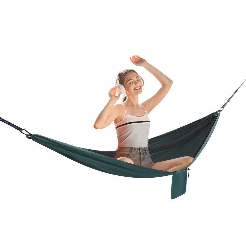 Vintoro Hanging Camping Hammock, Reversible Hammocks with Net Tent and Rain Fly Tarp, Outdoor Hammock Set, Hammock with Tree Straps, for Hiking Camping Adventures Traveling, Black+Blackish Green