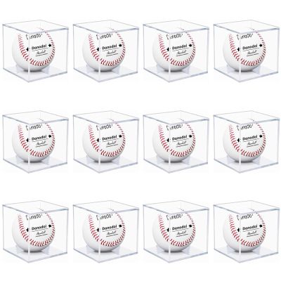 12 Pack Baseball Display Case UV Protected Acrylic Clear Baseball Holder Square Cube Ball Protector Memorabilia Autograph Display Box for Official Size Baseball