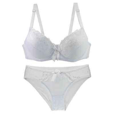 Womens 2 Piece Lace Underwire Bra and Panty Sets Sexy Push up Lingerie Set for Women Comfortable Seamless Bralettes Bra White