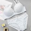Womens 2 Piece Lace Underwire Bra and Panty Sets Sexy Push up Lingerie Set for Women Comfortable Seamless Bralettes Bra White view 2