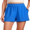 CRZ YOGA Comfy Ribbed Sweat Shorts for Women 3" - High Waisted Lyocell for Casual Lounge Athletic Jersey with Pockets Sparkle Blue Small view 1